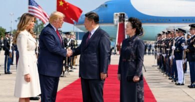 Donald Trump welcomes Xi Jinping during an official state visit at Joint Base Andrews.