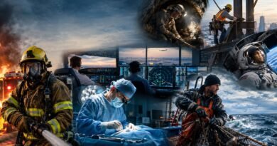 A firefighter, surgeon, fisherman, pilot, miner, construction worker, air traffic controller, and astronaut representing some of the hardest jobs in the world.