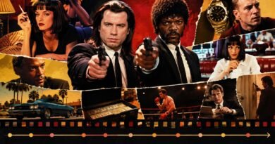 Pulp Fiction timeline in chronological order featuring Vincent Vega, Jules Winnfield, Mia Wallace, Butch, the gold watch, diner, and briefcase